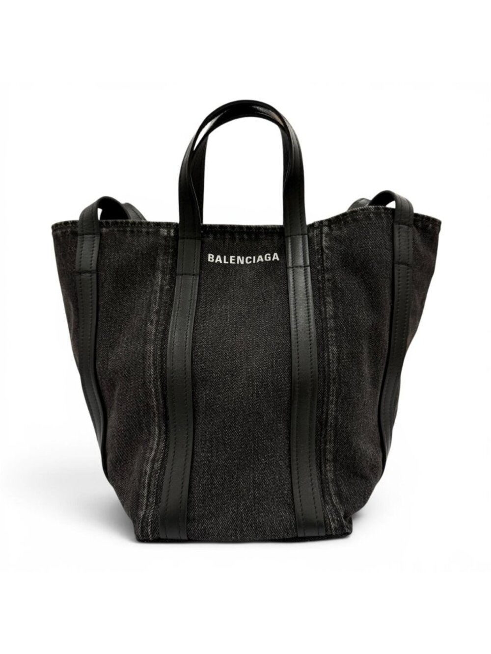 Balenciaga Everyday North South Small Denim Leather Use 2-Way Shoulder Handbag